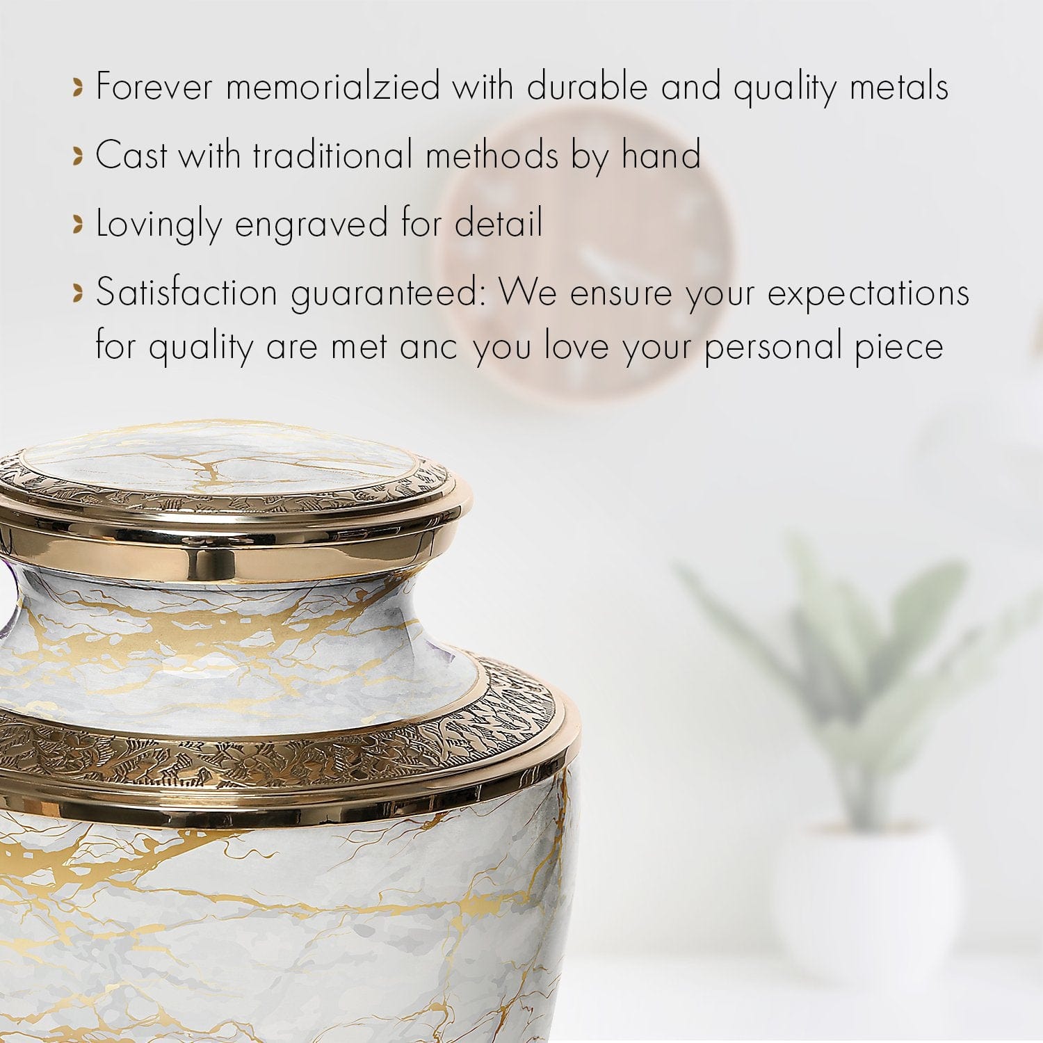 Marble Elegance White Extra Large Urn or Companion Urn – Extra Large Urns for Human Ashes | XL Urn & XXL Urn