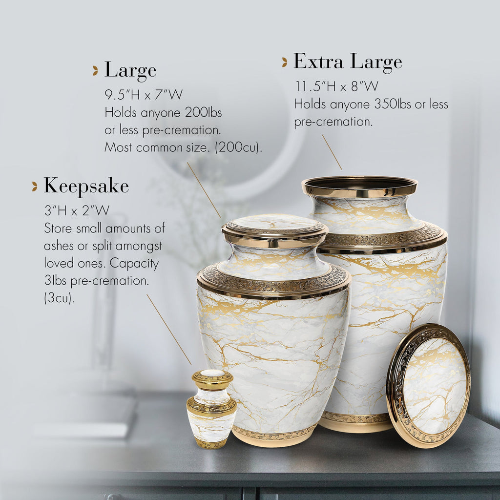 Marble Elegance White Extra Large Urn or Companion Urn – Extra Large Urns for Human Ashes | XL Urn & XXL Urn