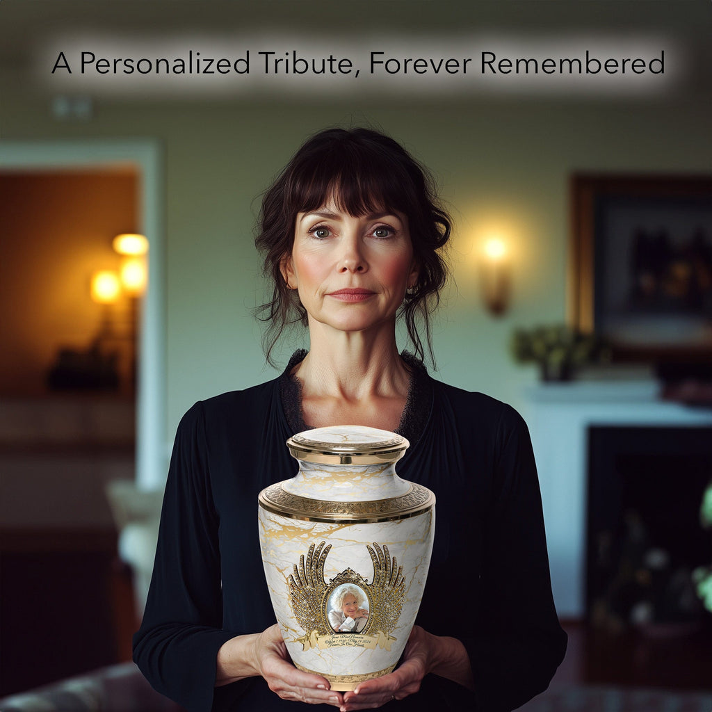 Marble Elegance White Extra Large Urn or Companion Urn – Extra Large Urns for Human Ashes | XL Urn & XXL Urn