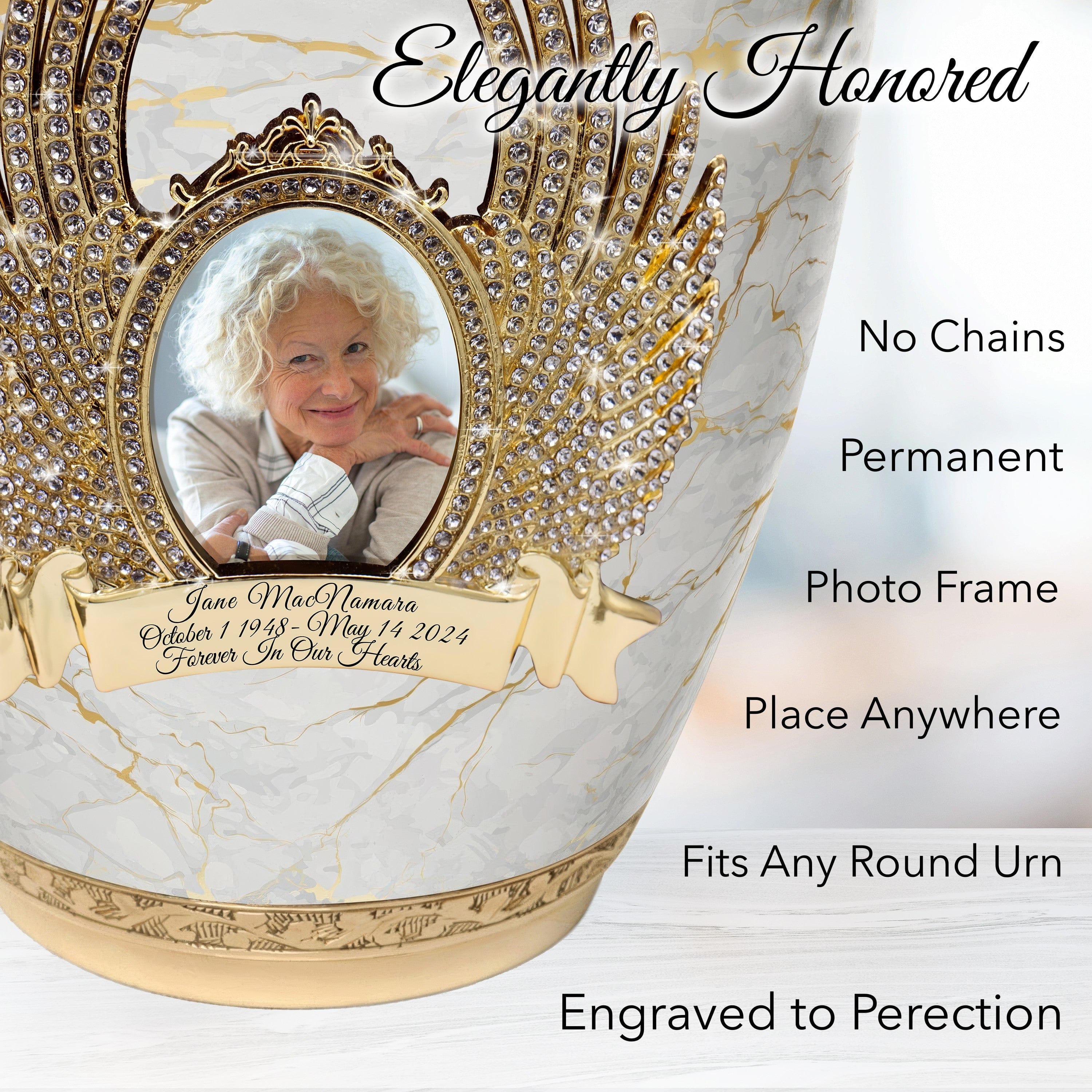 Marble Elegance White Extra Large Urn or Companion Urn – Extra Large Urns for Human Ashes | XL Urn & XXL Urn
