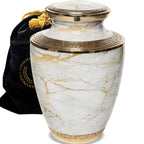 Marble Elegance White Extra Large Urn or Companion Urn – Extra Large Urns for Human Ashes | XL Urn & XXL Urn