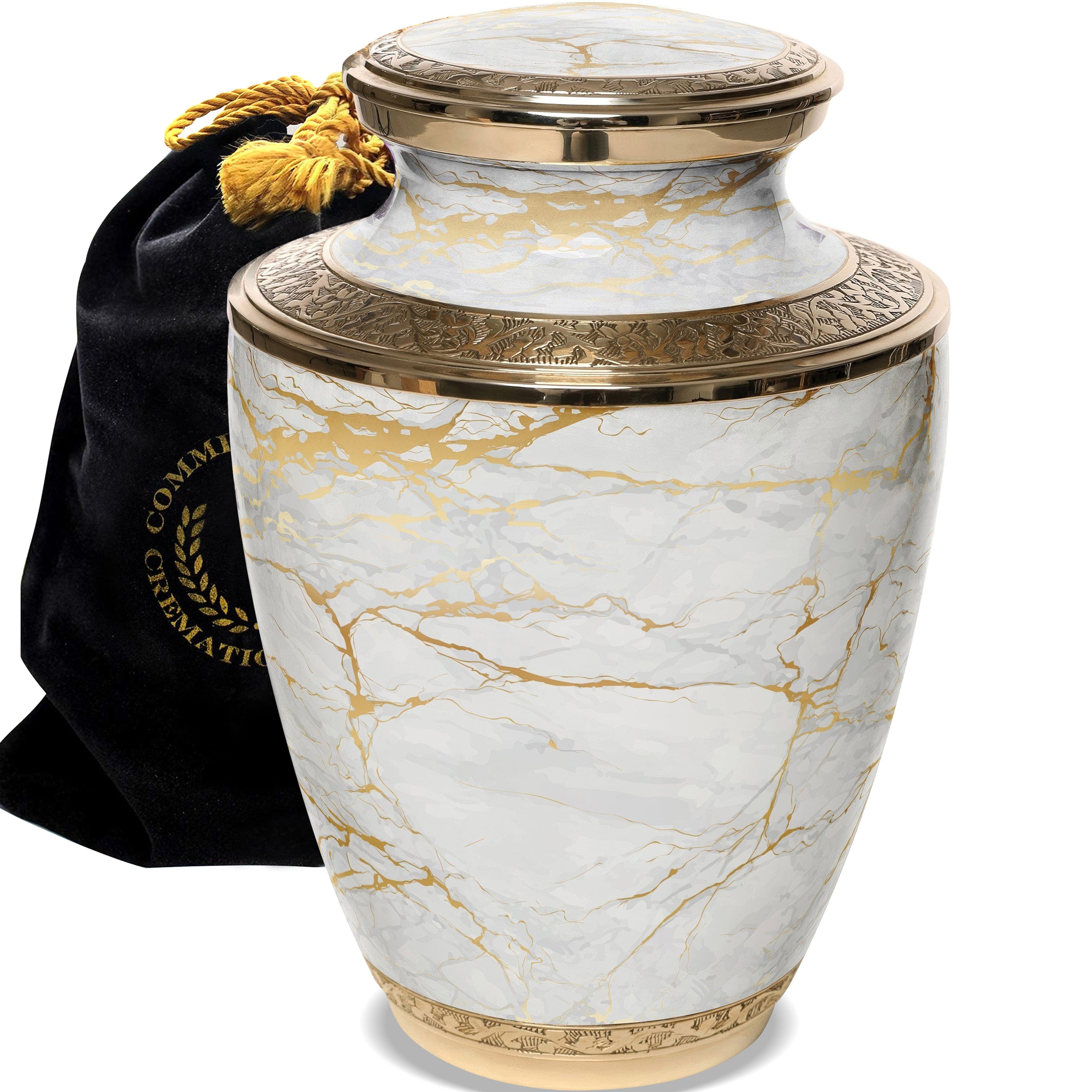 Marble Elegance White Extra Large Urn or Companion Urn – Extra Large Urns for Human Ashes | XL Urn & XXL Urn