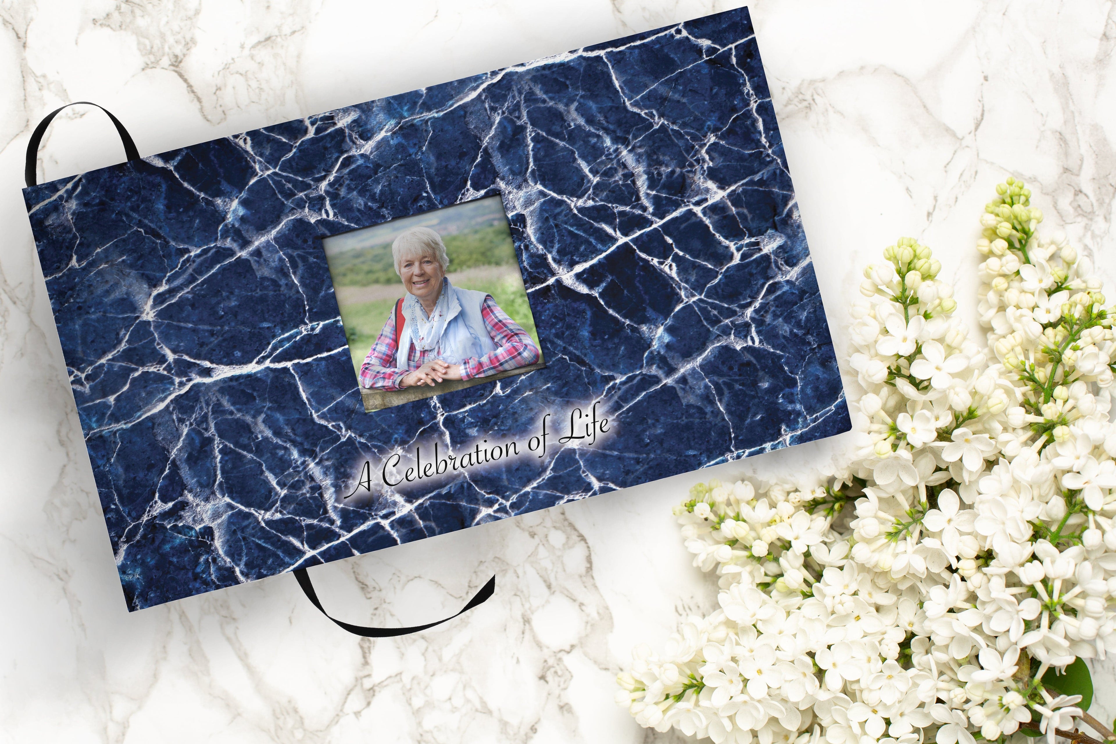 Marble Elegance Blue Cremation Urns for Human Ashes - Large Adult Funeral Urn