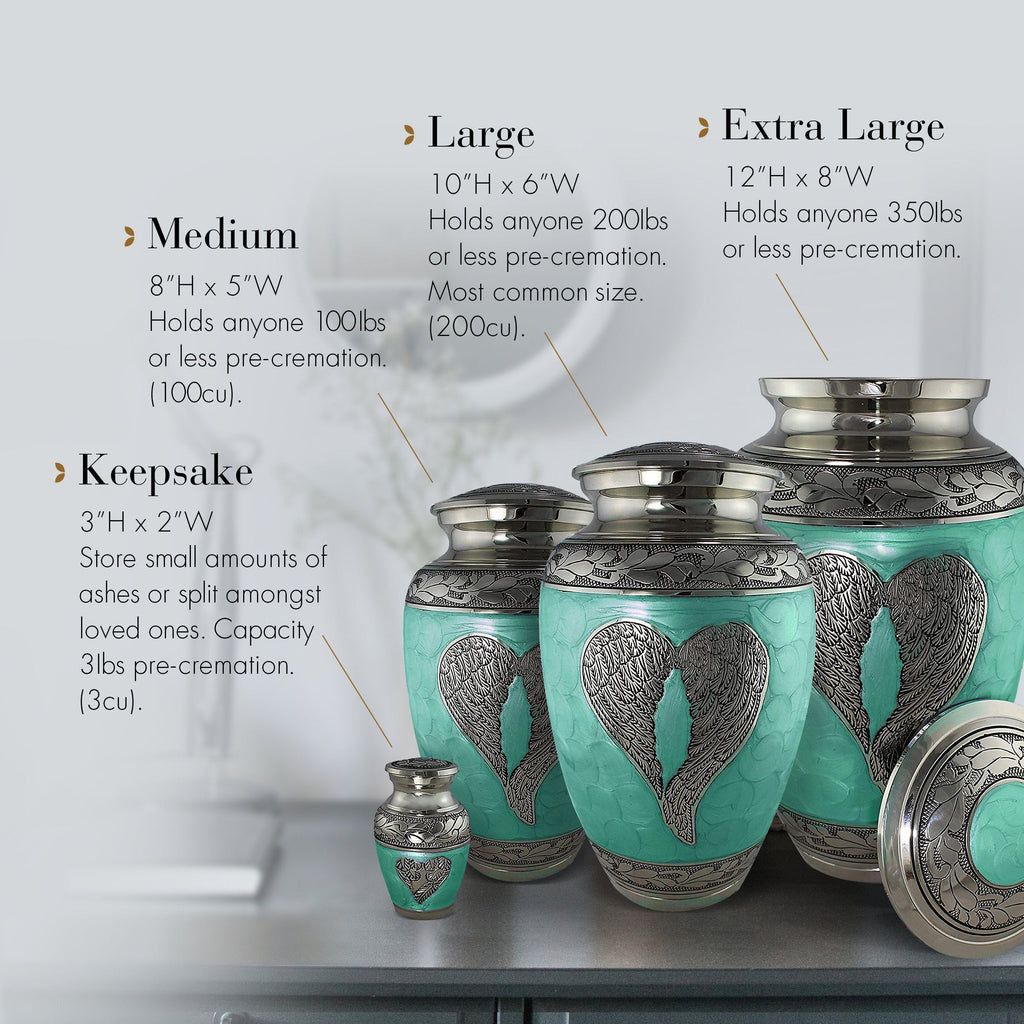 Green Loving Angel Keepsake Urns – Tiny, Small & Mini Keepsake Urns for Ashes | Cremation Keepsakes