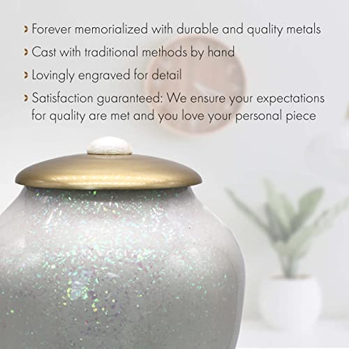 White Sparkling Cremation Urns for Human Ashes - Large Adult Funeral Urn