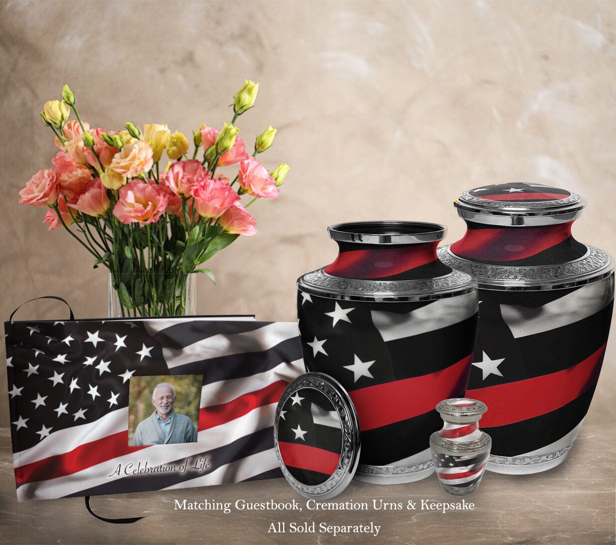Red Line Firefighter Extra Large Urn or Companion Urn – Extra Large Urns for Human Ashes | XL Urn & XXL Urn