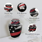 Red Line Firefighter Extra Large Urn or Companion Urn – Extra Large Urns for Human Ashes | XL Urn & XXL Urn