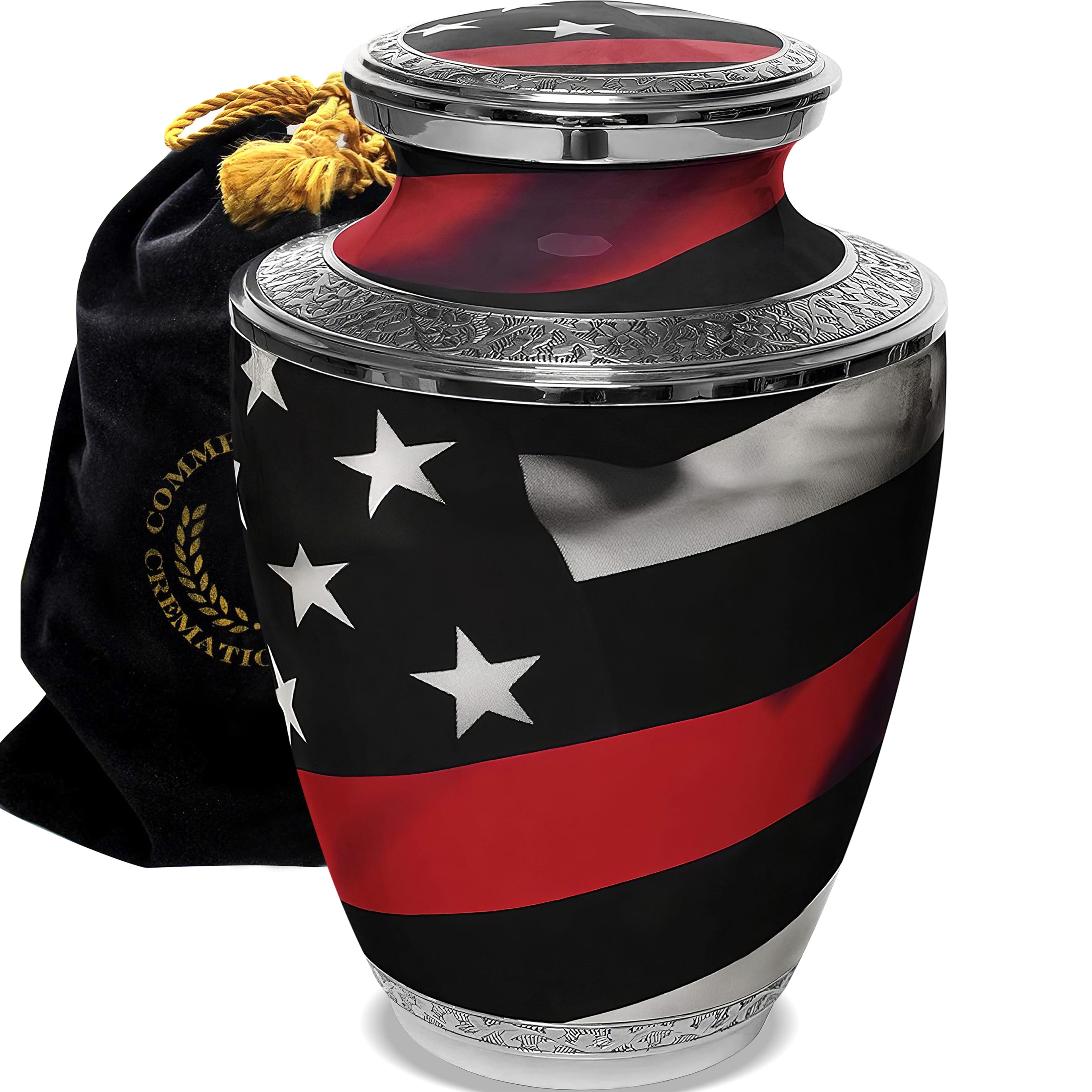 Red Line Firefighter Extra Large Urn or Companion Urn – Extra Large Urns for Human Ashes | XL Urn & XXL Urn