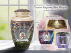 Silver Cracked Glass Cremation Urns for Human Ashes - Large Adult Funeral Urn