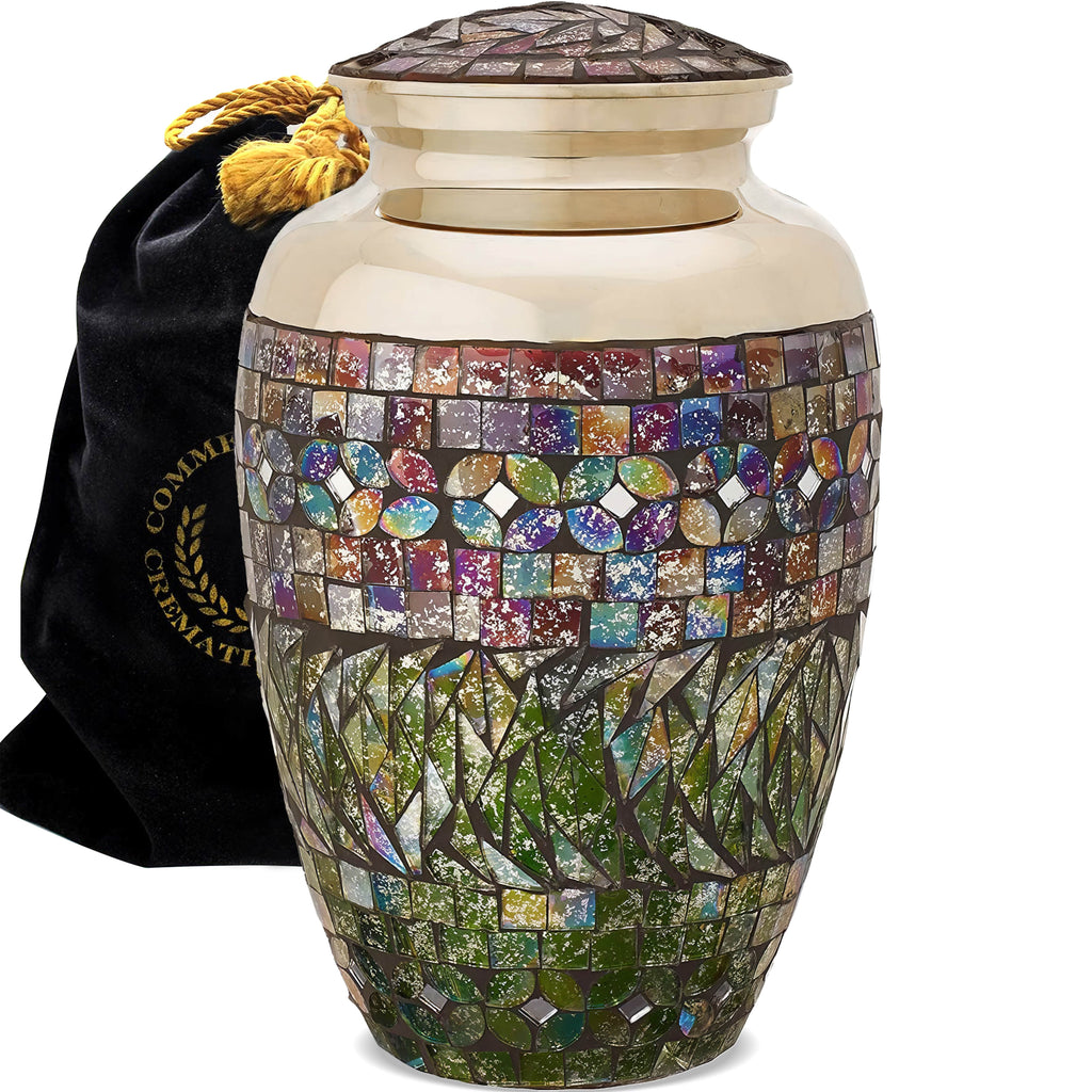 Silver Cracked Glass Cremation Urns for Human Ashes - Large Adult Funeral Urn