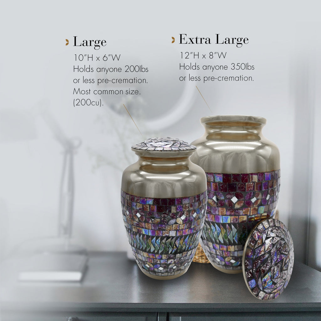 Silver Cracked Glass Extra Large Urn or Companion Urn – Extra Large Urns for Human Ashes | XL Urn & XXL Urn