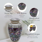 Silver Cracked Glass Extra Large Urn or Companion Urn – Extra Large Urns for Human Ashes | XL Urn & XXL Urn