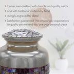 Silver Cracked Glass Cremation Urns for Human Ashes - Large Adult Funeral Urn