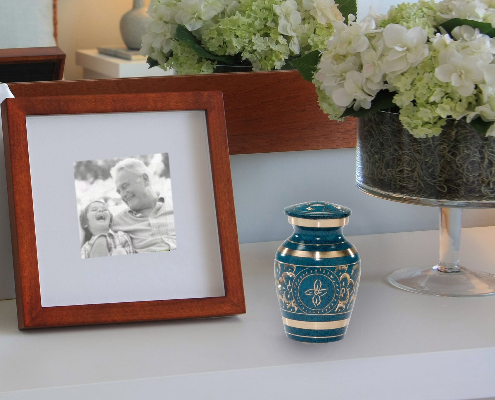 Teal Majestic Radiance Cremation Urns for Human Ashes - Large Adult Funeral Urn