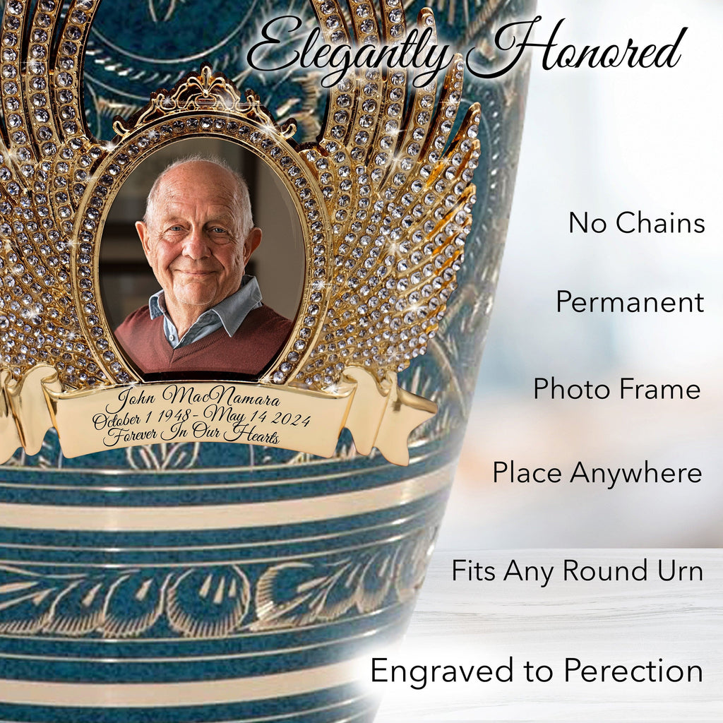 Teal Majestic Radiance Cremation Urns for Human Ashes - Large Adult Funeral Urn