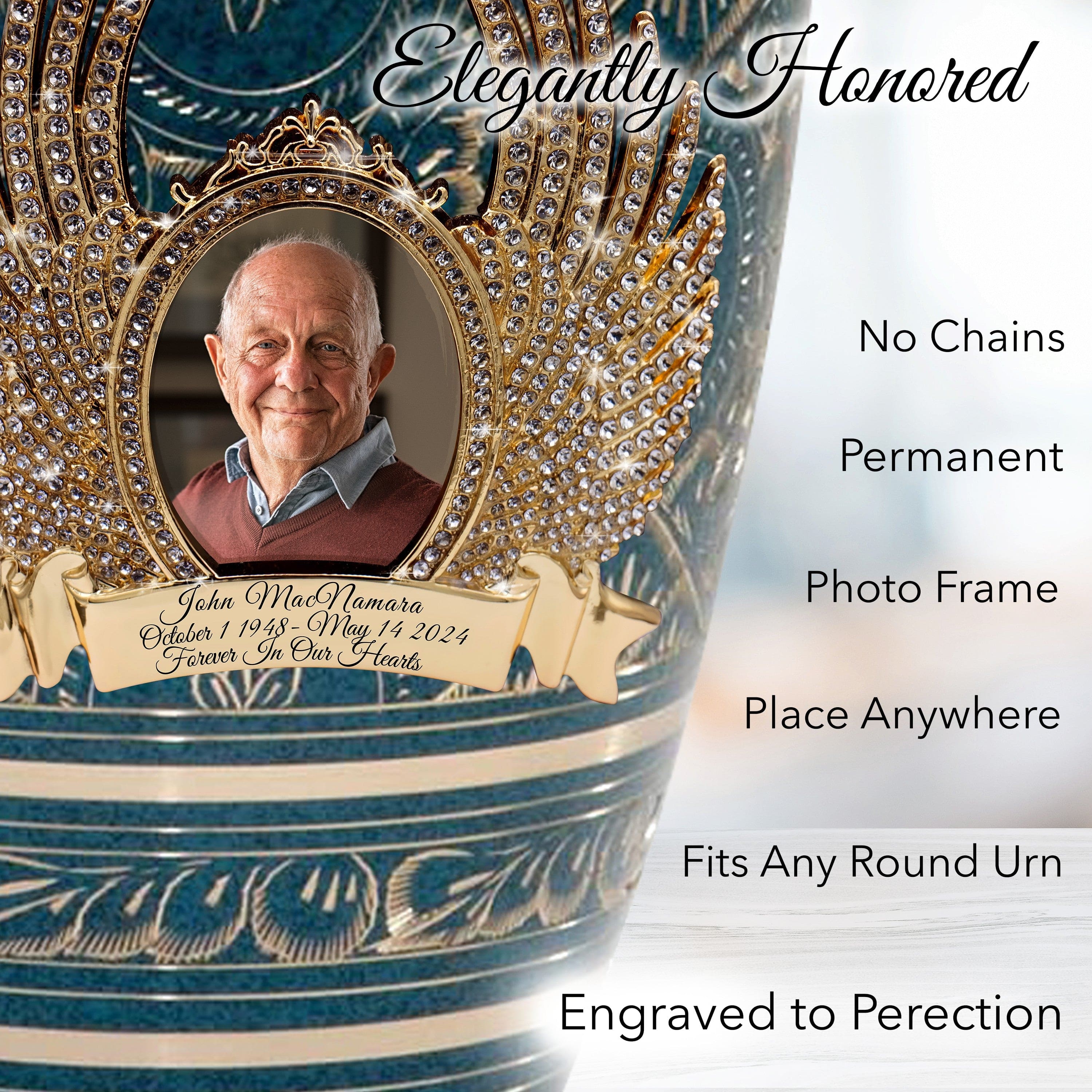 Teal Majestic Radiance Cremation Urns for Human Ashes - Large Adult Funeral Urn