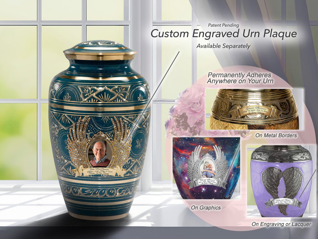 Teal Majestic Radiance Cremation Urns for Human Ashes - Large Adult Funeral Urn