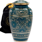 Teal Majestic Radiance Cremation Urns for Human Ashes - Large Adult Funeral Urn