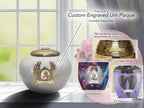 White Sparkling Cremation Urns for Human Ashes - Large Adult Funeral Urn