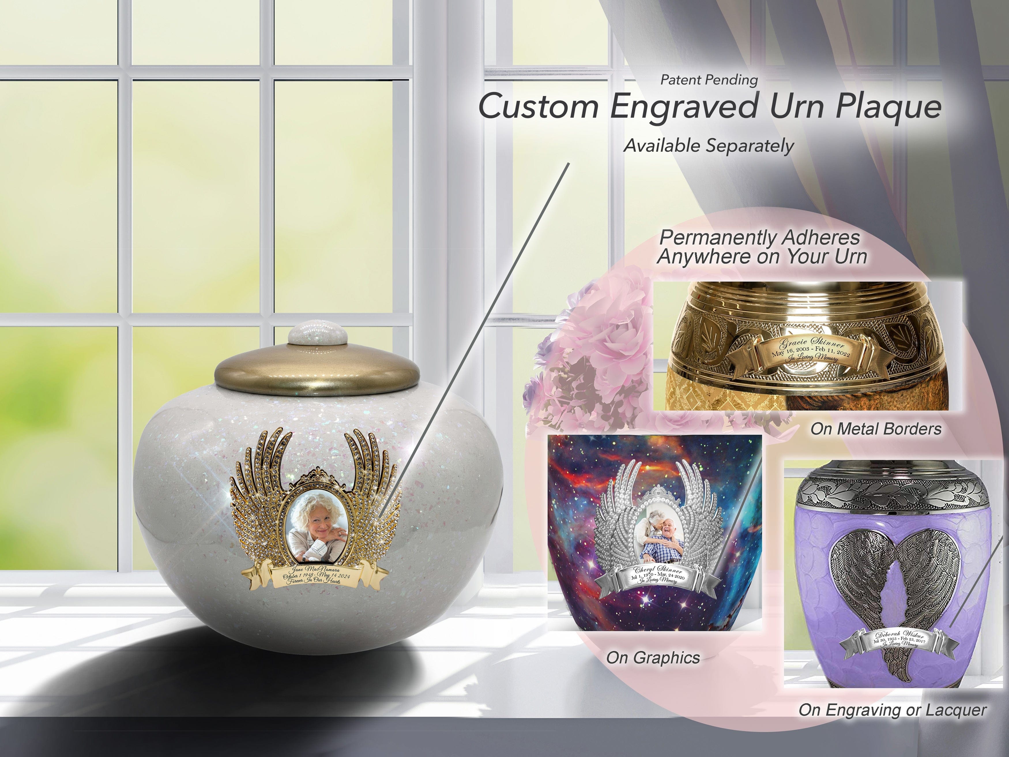White Sparkling Cremation Urns for Human Ashes - Large Adult Funeral Urn