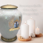 White Sparkling Cremation Urns for Human Ashes - Large Adult Funeral Urn