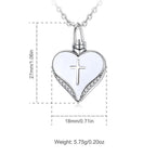 Cross Diamond Heart-Shaped Cremation Necklace