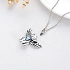 Crystal and Silver Dog Heart Cremation Necklace