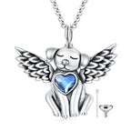 Crystal and Silver Dog Heart Cremation Necklace