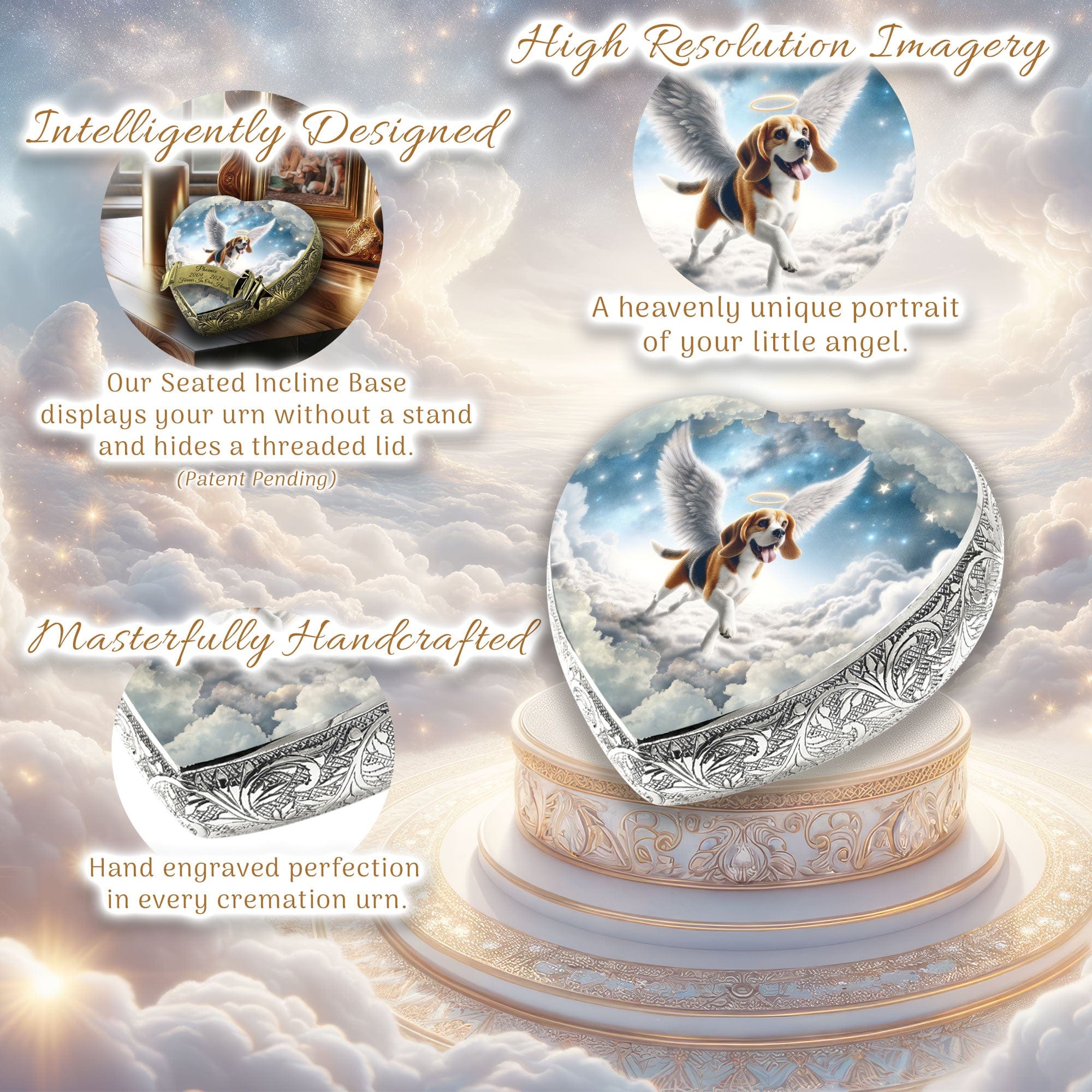 Beagle Dog Urn - Celestial Cascade Urn for Dog Ashes