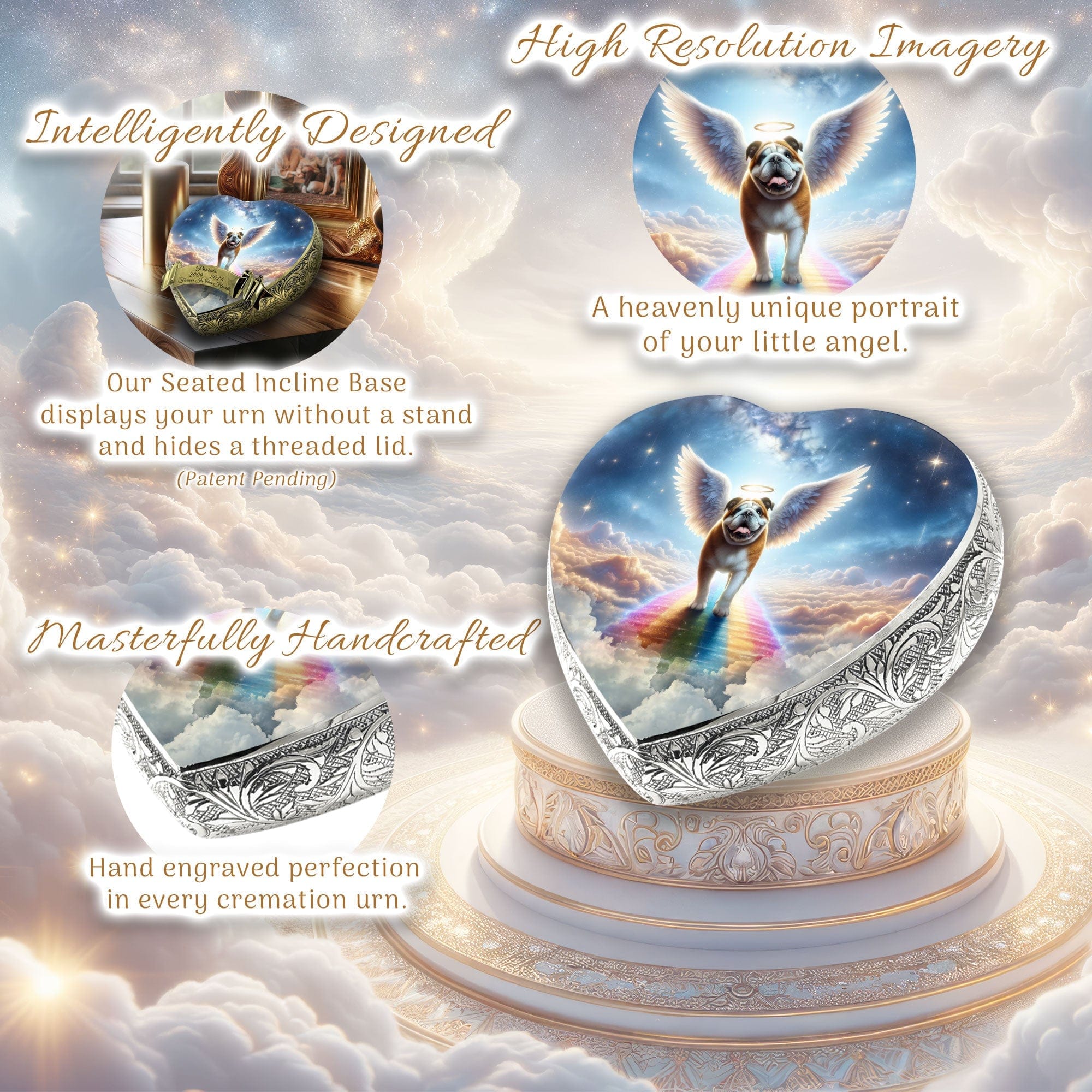 Bulldog Dog Urn - Rainbow Bridge Urn for Dog Ashes