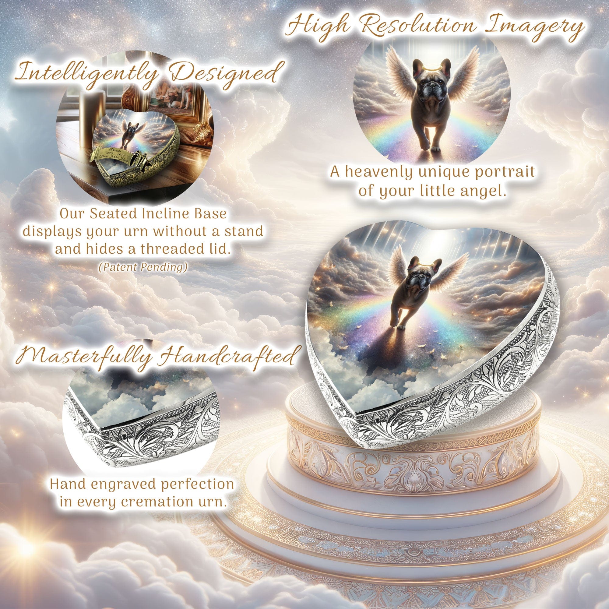 French Bulldog Dog Urn - Rainbow Arc Urn for Dog Ashes