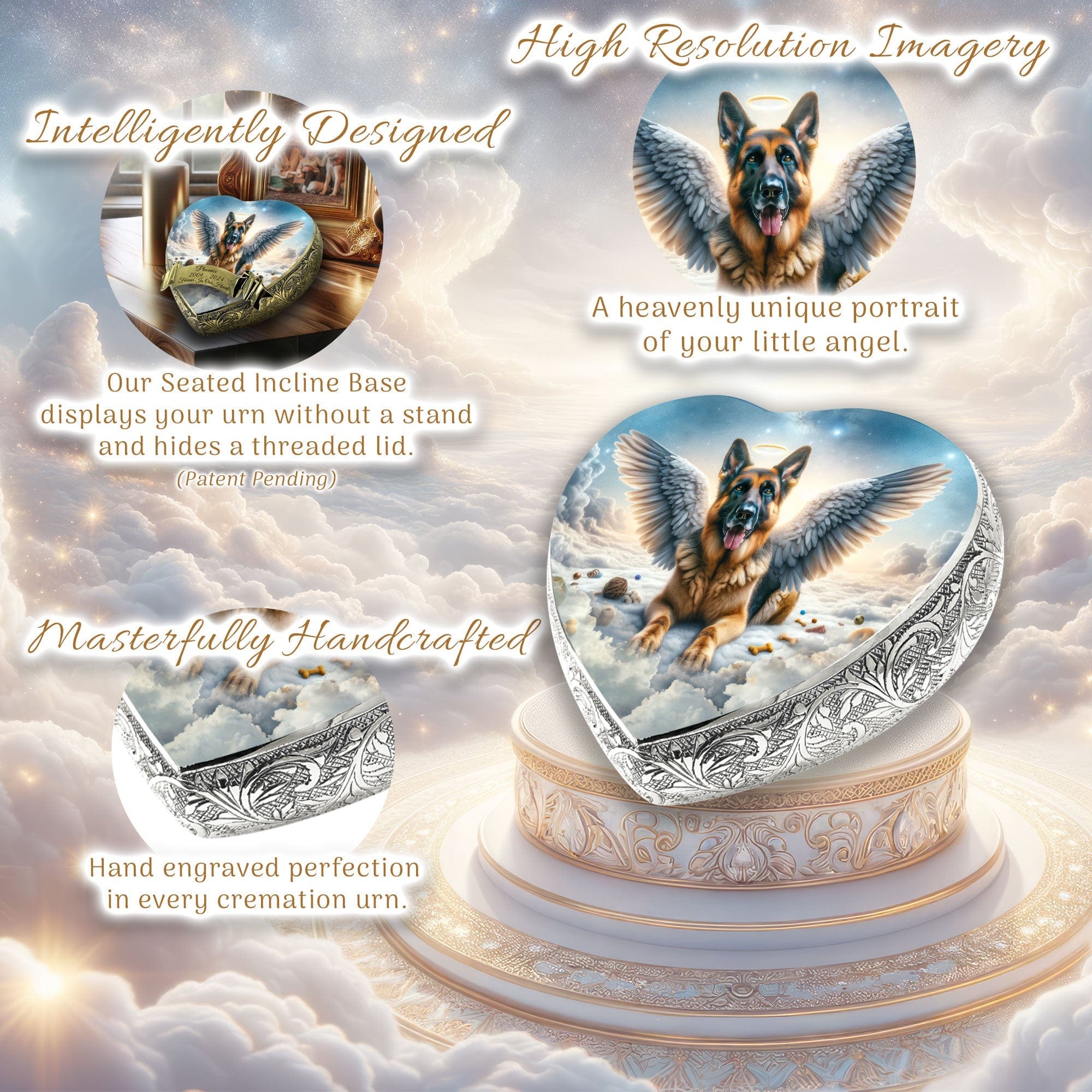 German Shepherd Dog Urn - Infinity Glaze Urn for Dog Ashes