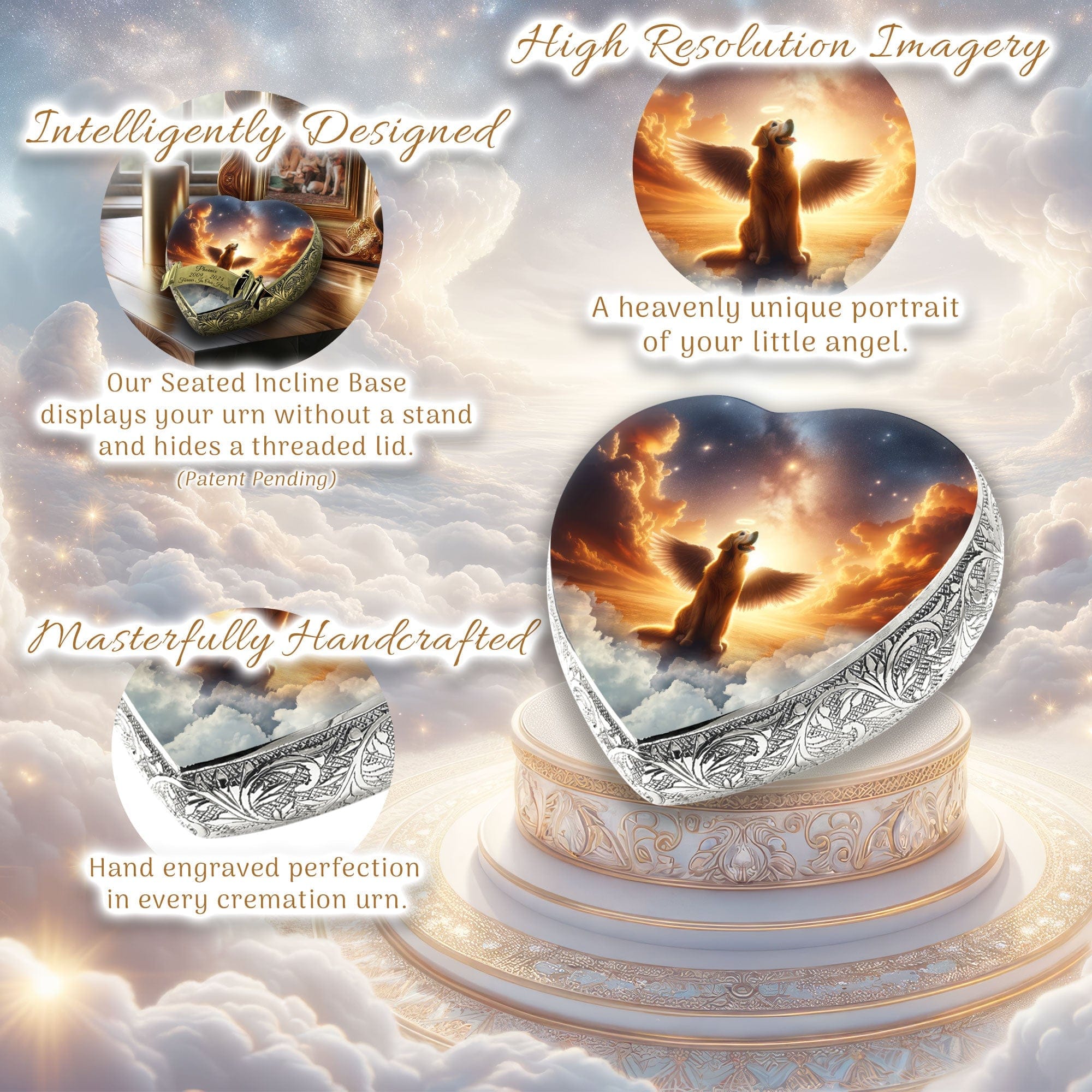 Golden Retriever Dog Urn - Celestial Cascade Urn for Dog Ashes