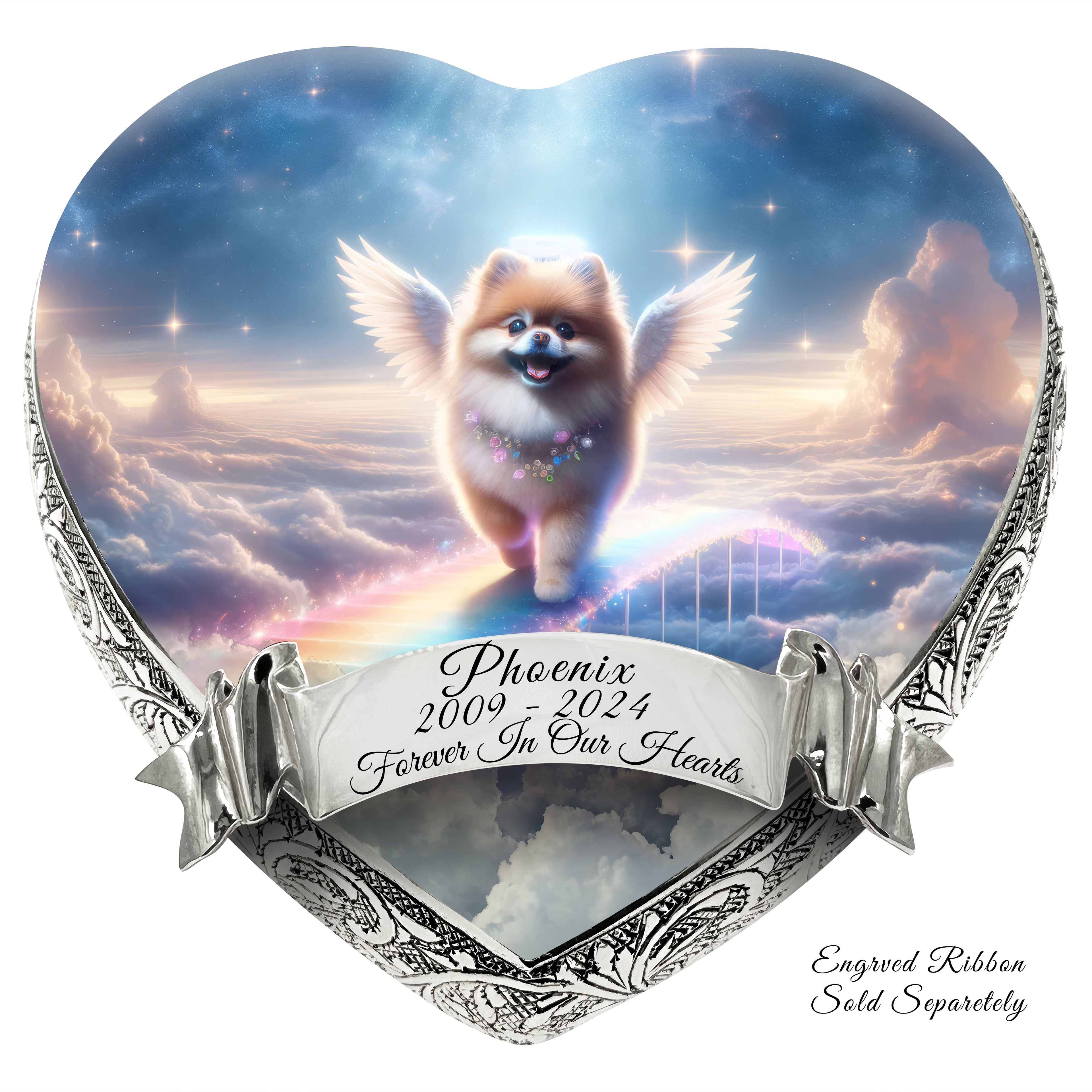 Pomeranian Dog Urn - Rainbow Bridge Urn for Dog Ashes