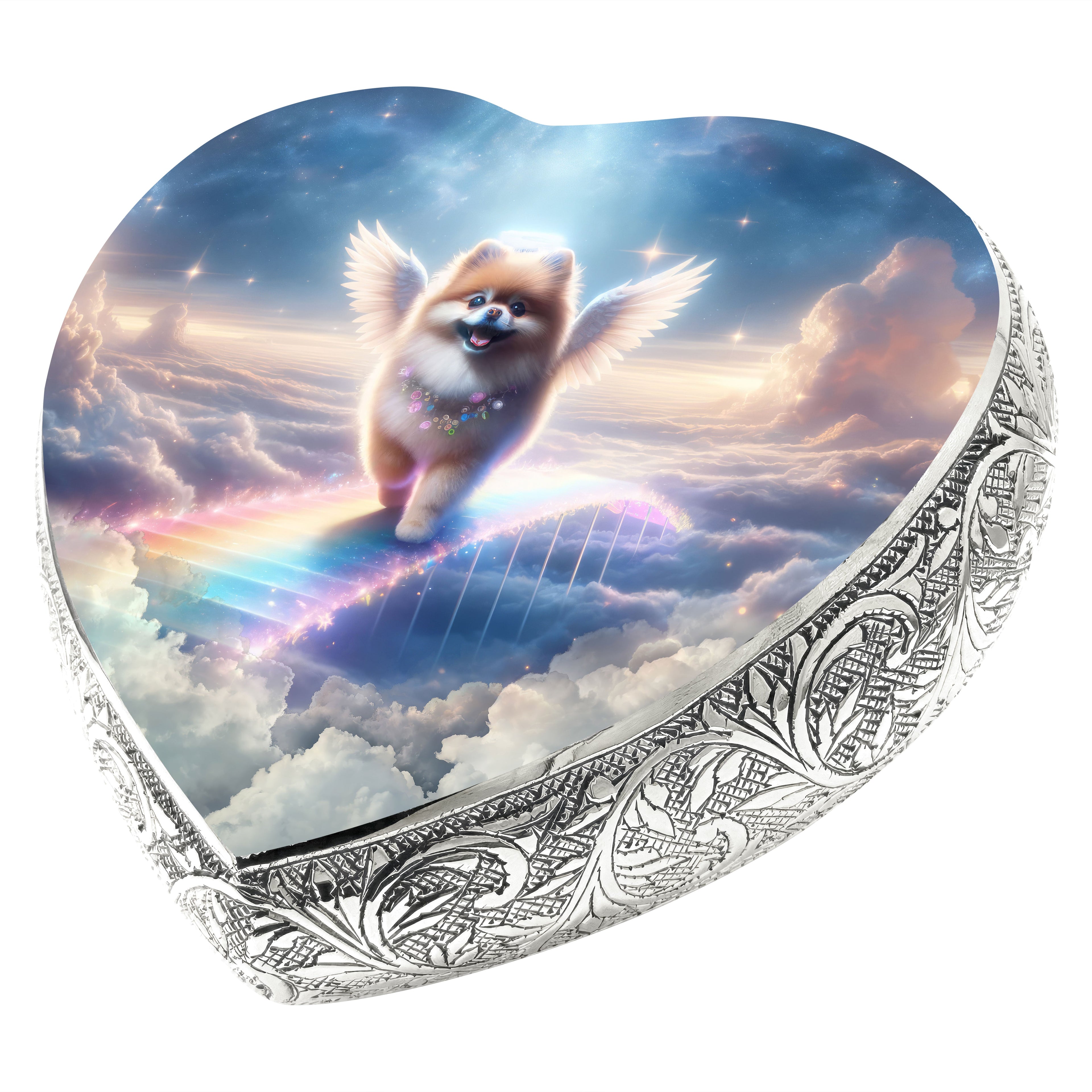 Pomeranian Dog Urn - Rainbow Bridge Urn for Dog Ashes