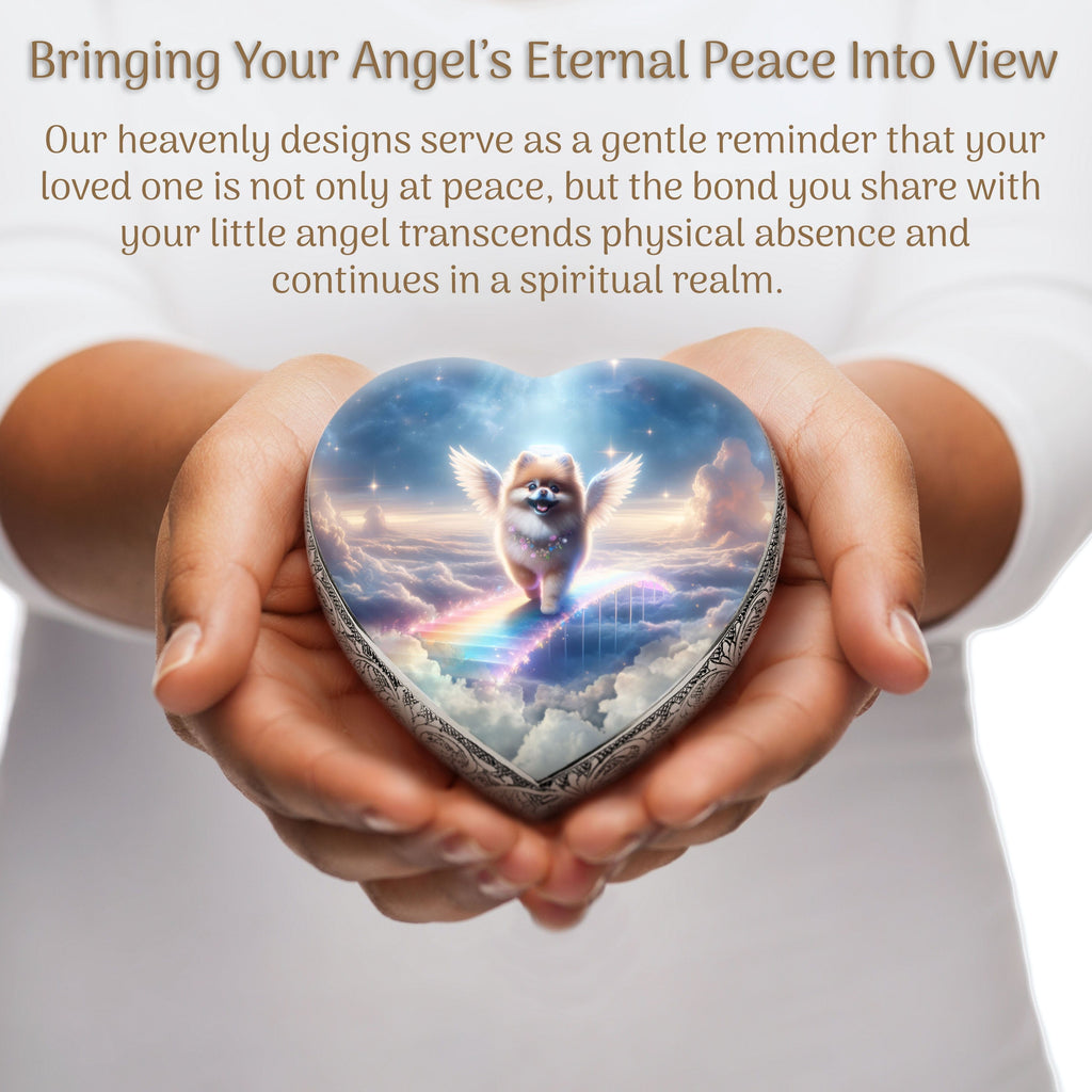 Pomeranian Dog Urn - Rainbow Bridge Urn for Dog Ashes