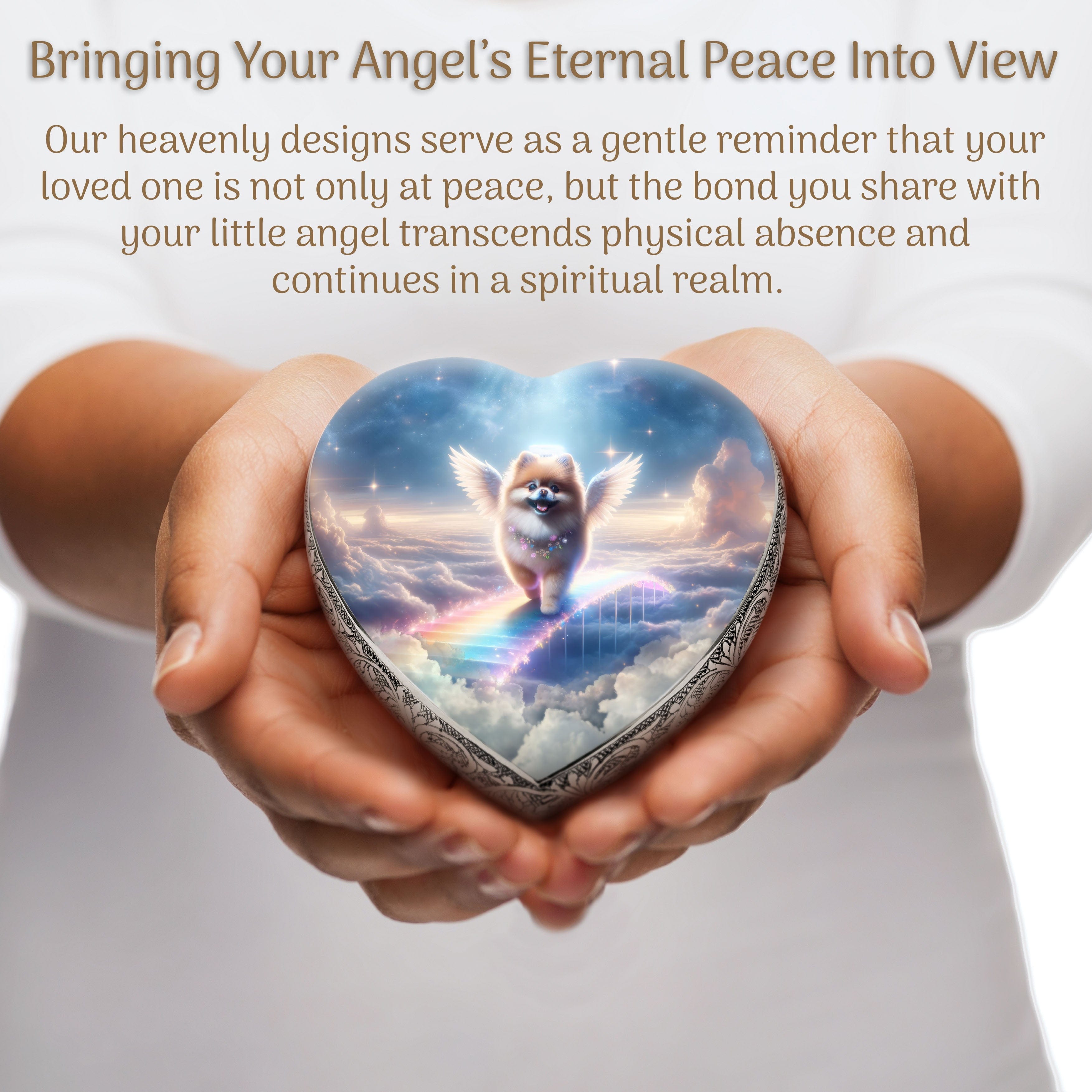 Pomeranian Dog Urn - Rainbow Bridge Urn for Dog Ashes