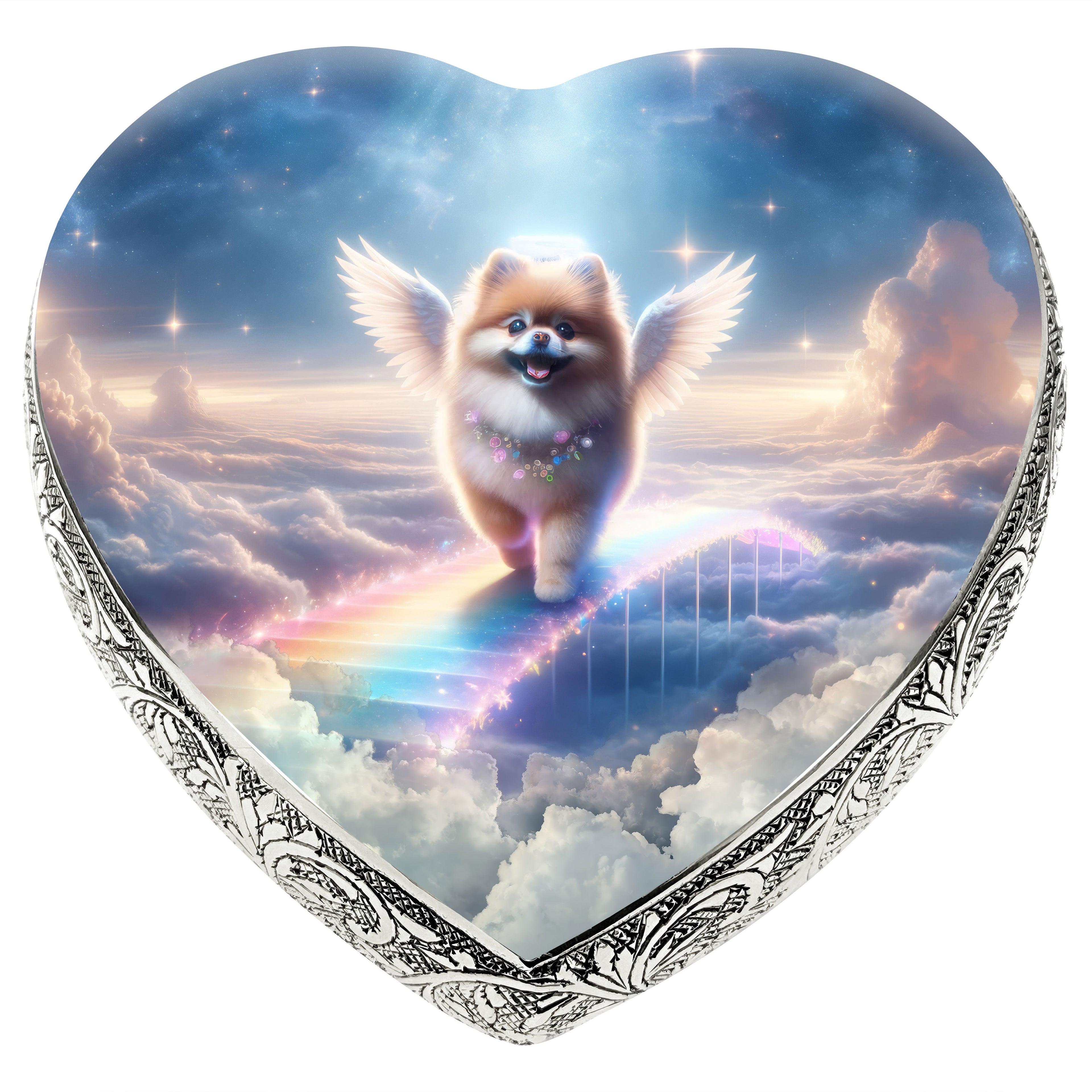Pomeranian Dog Urn - Rainbow Bridge Urn for Dog Ashes