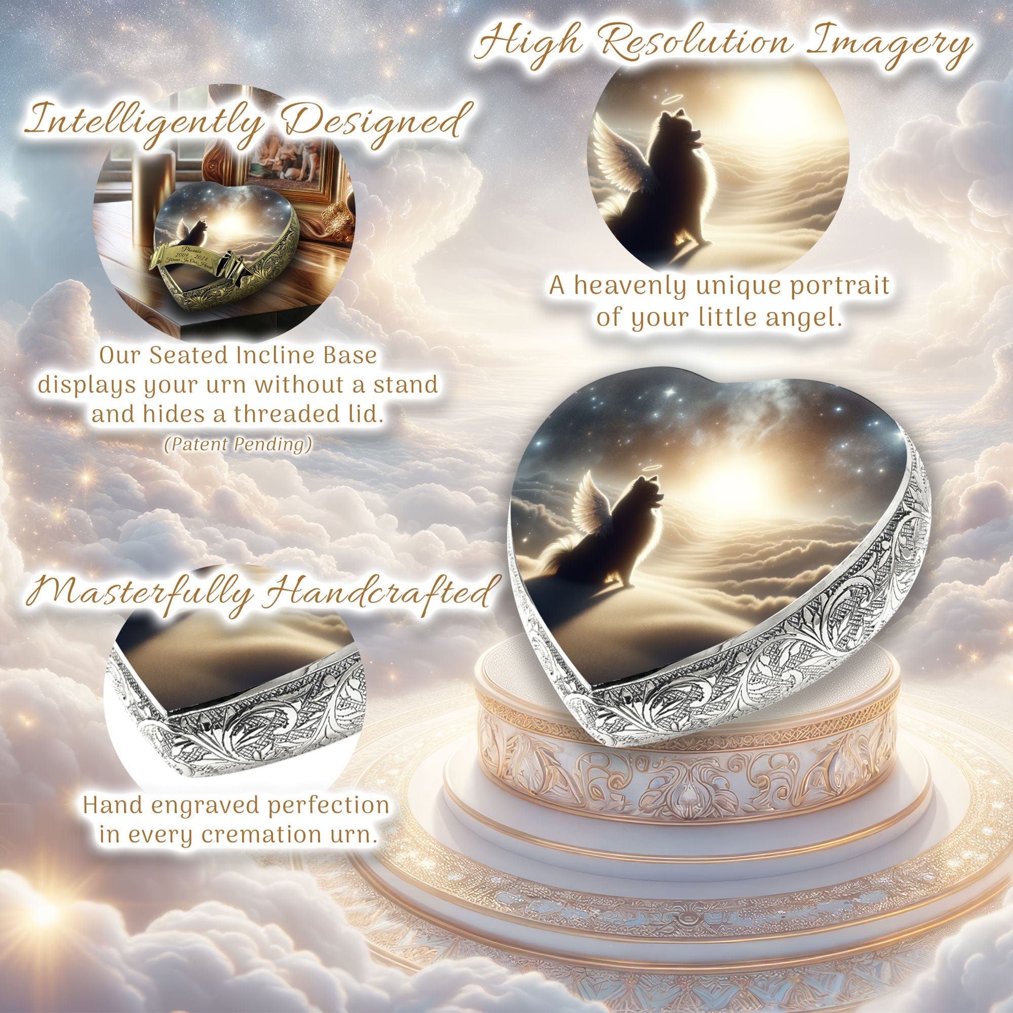 Pomeranian Dog Urn - Twilight Haze Urn for Dog Ashes