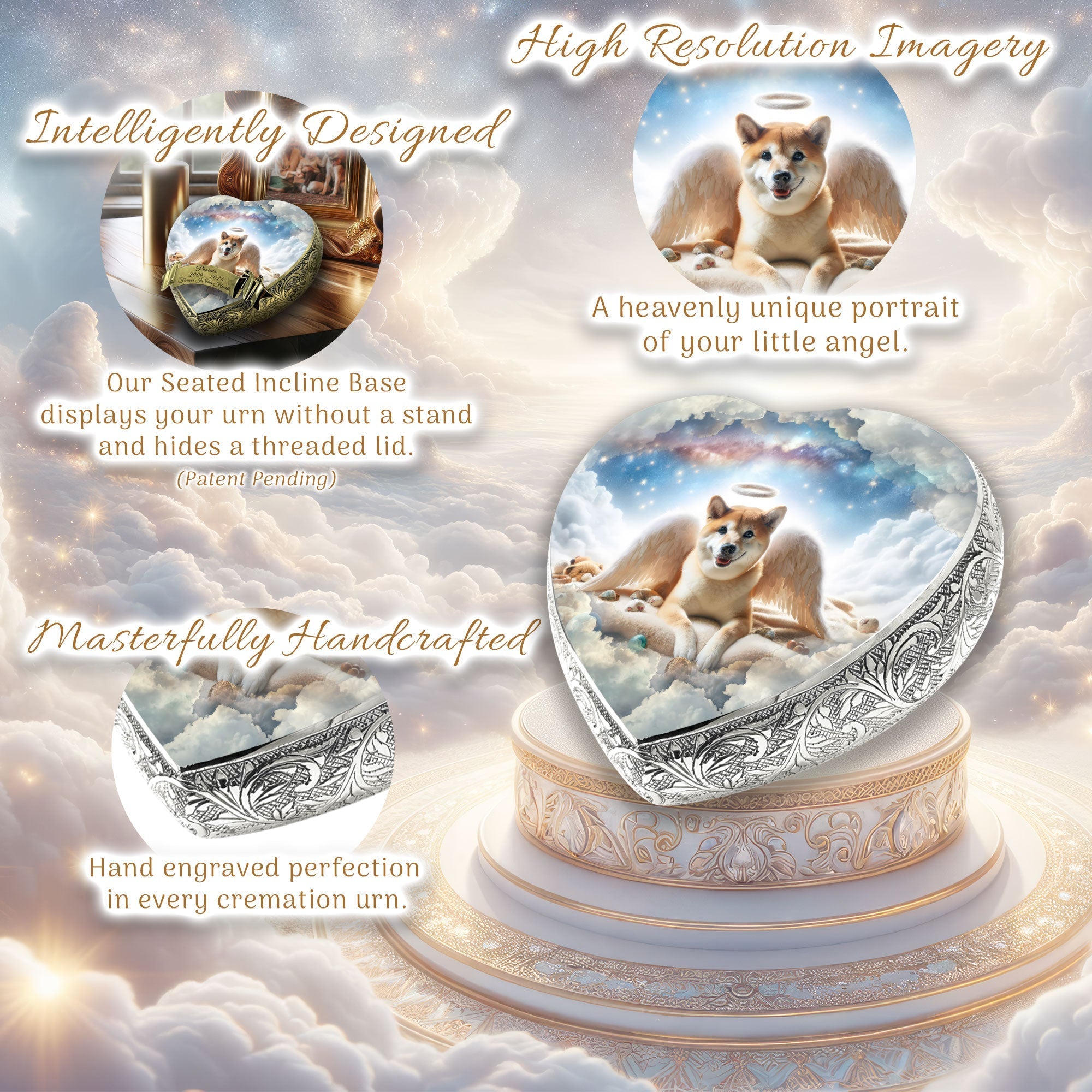 Shiba Inu Dog Urn - Cherubic Charm Urn for Dog Ashes