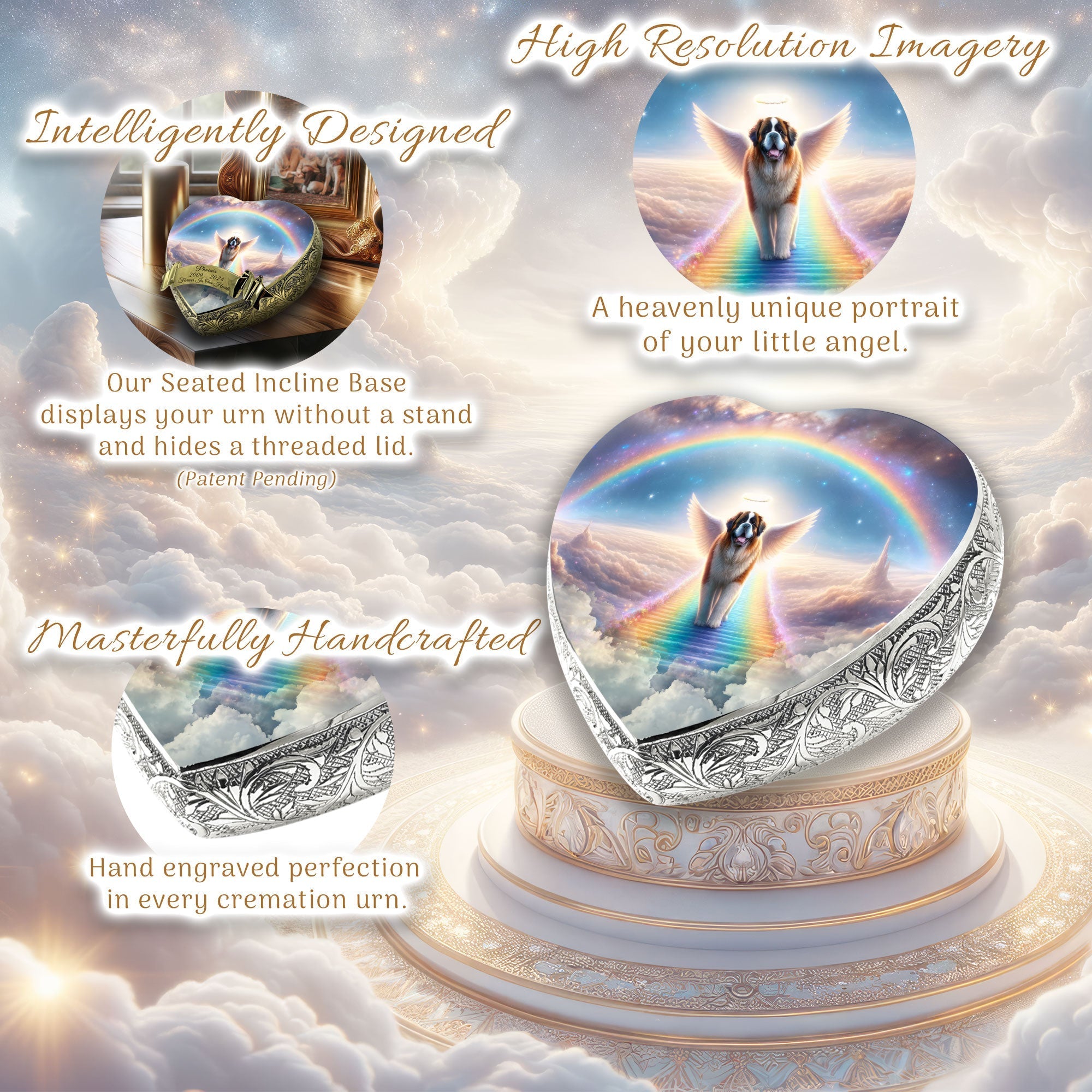 St Bernard Dog Urn - Rainbow Bridge Urn for Dog Ashes