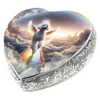 White Mini Poodle Dog Urn - Rainbow Archway Urn for Dog Ashes
