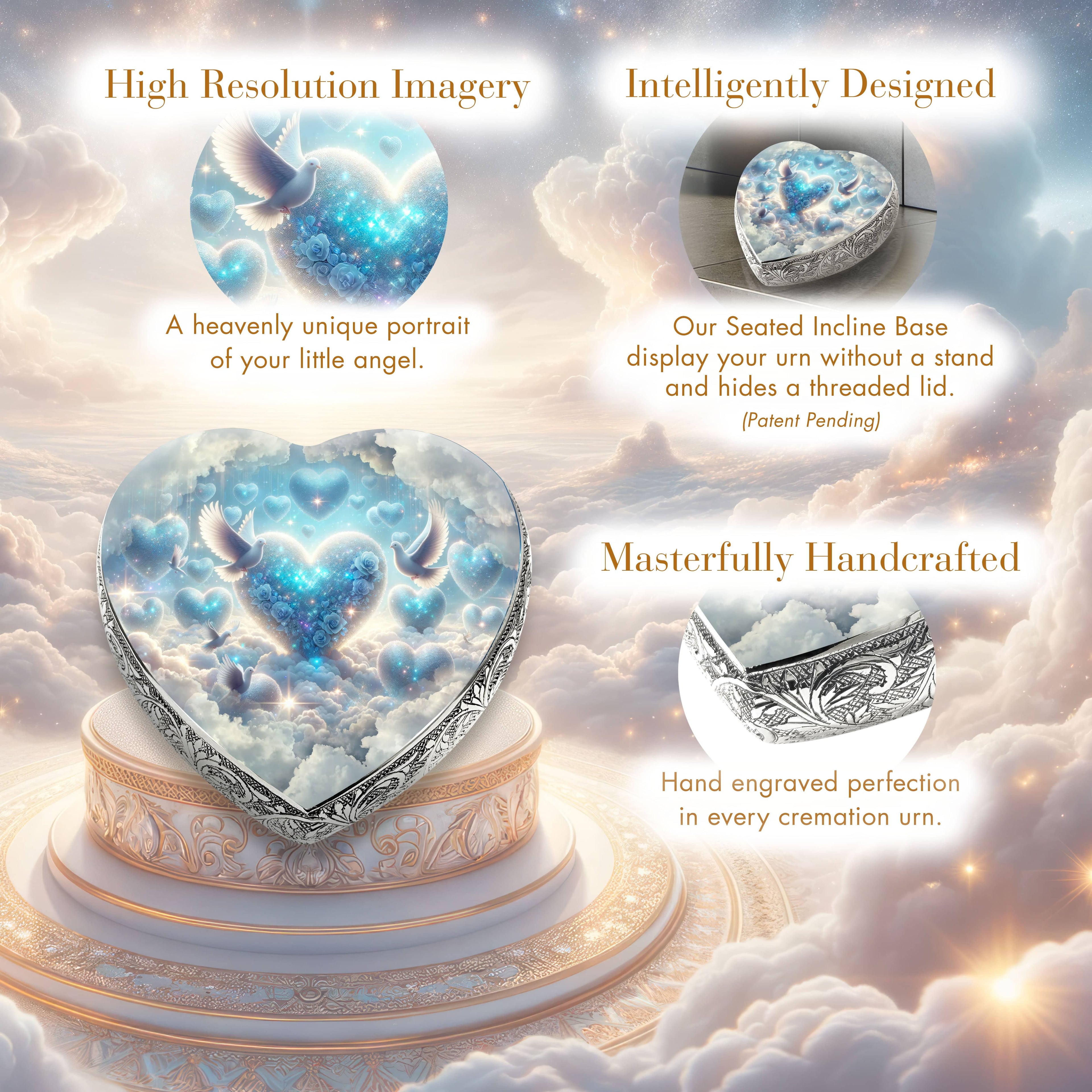 Blue Holy Doves Baby or Child Cremation Urn